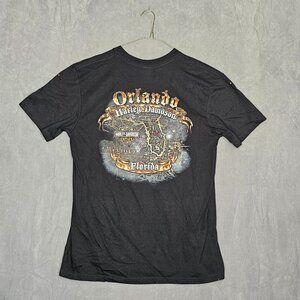 Harley Davidson T-Shirt Mens L Black Pirate Skull Orlando Florida Cotton A5-1